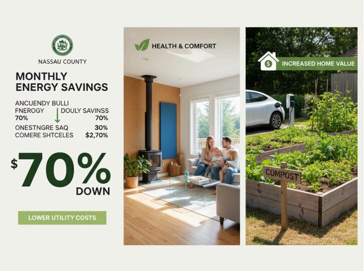 What are the benefits of eco-friendly home design in Nassau County?