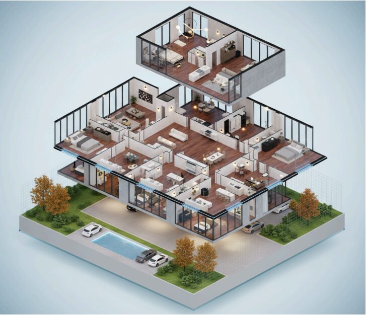 What level of detail can I expect from a 3D floor plan for a development
project on Long Island?