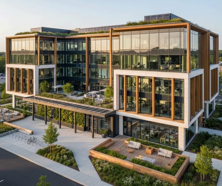 What are the latest office building design trends in Suffolk County?