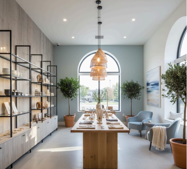 What are the latest retail space interior design trends in Suffolk County?