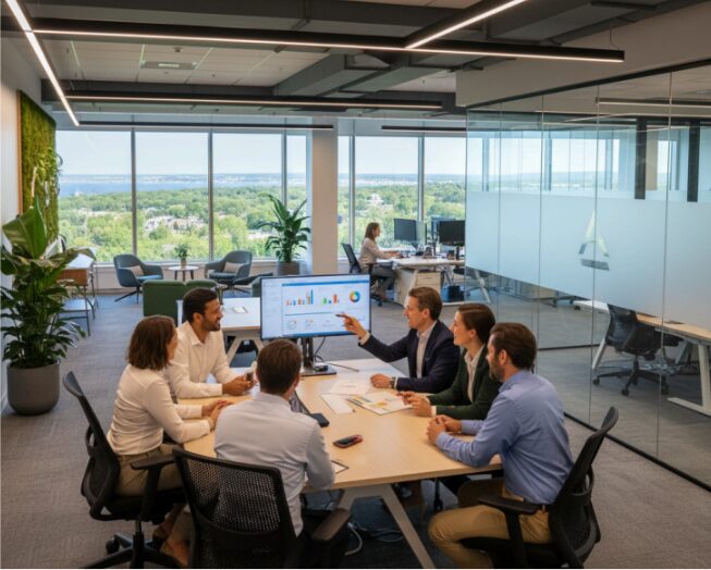What are the benefits of hiring commercial interior designers in Suffolk
County for my business?