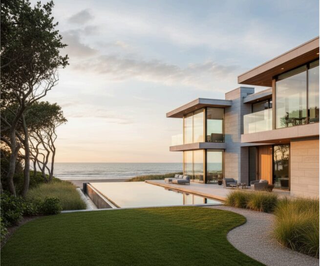 What are some examples of modern residential architecture projects on Long Island?